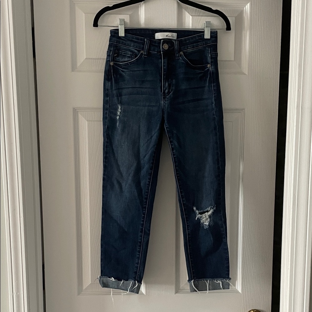 KanCan Midnight Blue Distressed Cropped Jeans